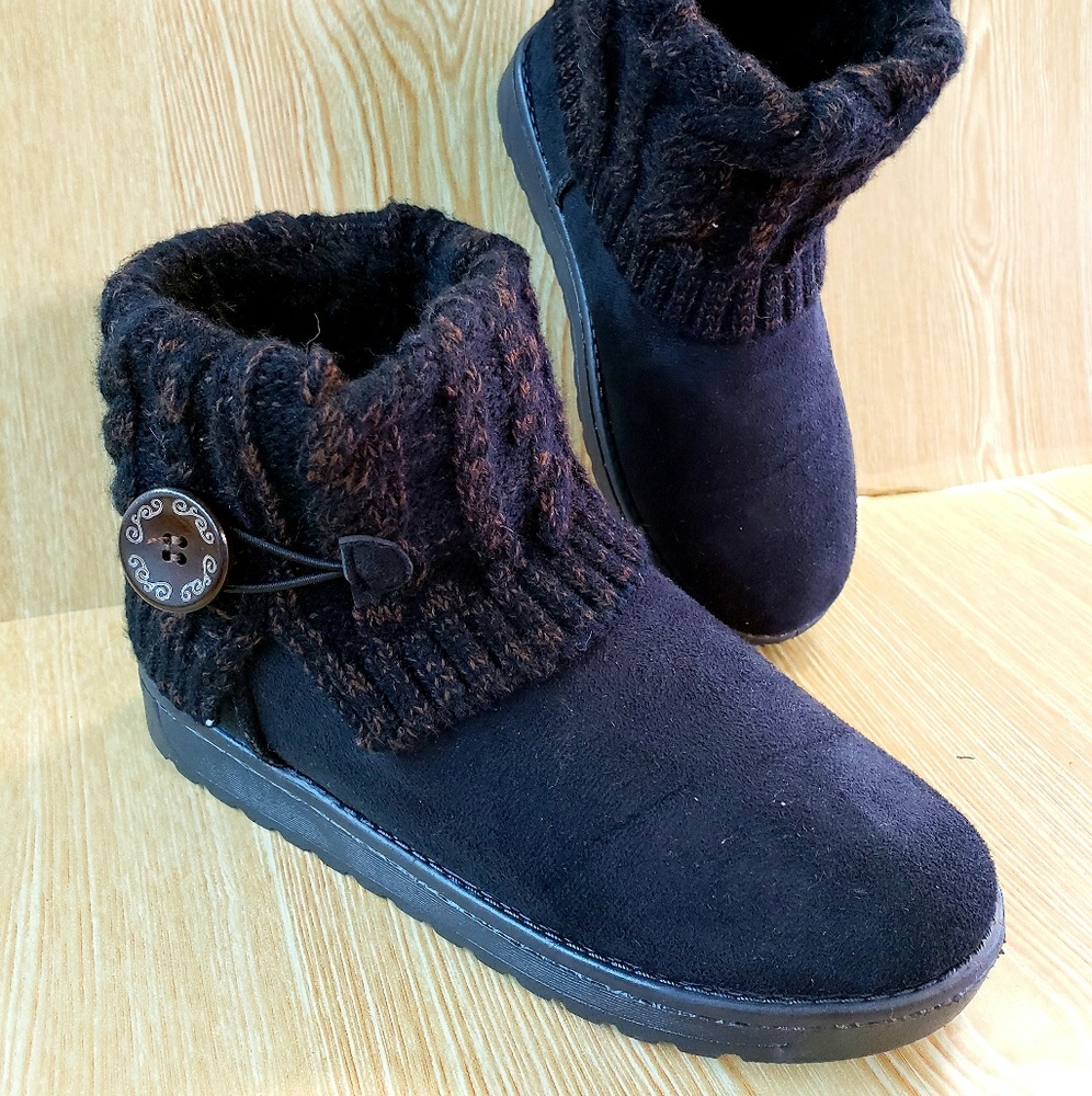 Women's sweater cuff black slippers